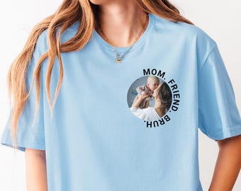 Camiseta personalizada para mamá, camiseta "Mamá amiga" o "Bruh Mama", camiseta con foto personalizada, estilo "Mamá Vibes", camiseta para mamá, regalo del Día de la Madre, regalo familiar personalizado