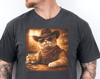 Camiseta divertida de gato vaquero Comfort Colors®, gato vaquero, regalo para amantes de los gatos, camisetas con memes, regalos de broma, camiseta gráfica unisex, camisetas irónicas, camisetas raras