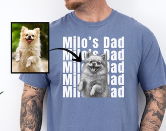 Camiseta personalizada para papás de perros, camiseta personalizada con foto y nombre de mascotas, camiseta para papás de gatos, regalos del Día del Padre para papás de perros, regalo del Día del Padre para el esposo