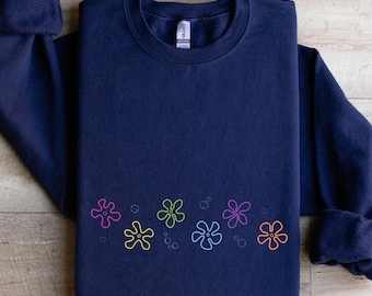 Sponge Bob Flowers Sweatshirt, Sponge Bob Fan Gift, Funny 90s Cartoon Sweatshirt, Aesthetic Meme Sweatshirt, Vintage Nostalgia Gift