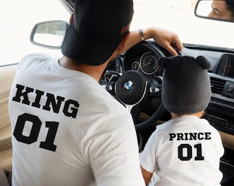 Camisetas a juego de rey y príncipe, conjunto a juego para padre e hijo, regalo del Día del Padre, conjunto a juego para papá e hijo, regalo para papá, camiseta para papá y yo