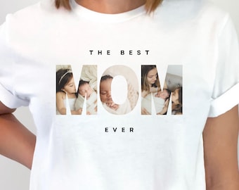 Camiseta personalizada con foto de mamá, regalo personalizado para el Día de la Madre, regalo para mamá, estilo "Mom Vibes", regalo personalizado para mamá, camiseta con foto del Día de la Madre, regalo para mamá