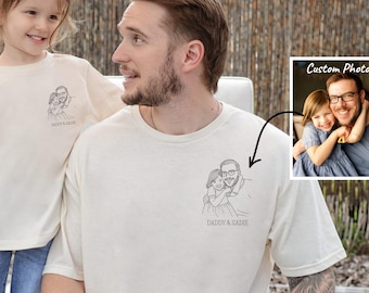 Retrato personalizado a partir de una foto, camiseta personalizada con foto para papá, camiseta a juego para el Día del Padre, regalos para el Día del Padre, camiseta para el Día del Padre, regalo para el marido