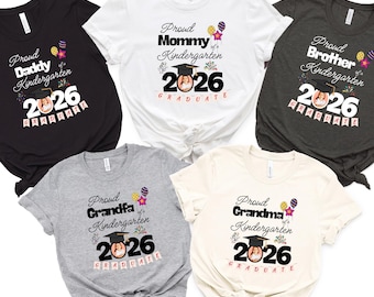 Camiseta personalizada de graduación de jardín de infantes 2026, camiseta de graduación con foto personalizada, camiseta de graduación familiar a juego con foto personalizada, regalo de graduación