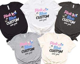 Camiseta rosa o azul para revelar el sexo del bebé, camiseta personalizada para anunciar el embarazo, camiseta "Abuela, abuelo, tía, te quieren", regalo para anunciar la llegada del bebé