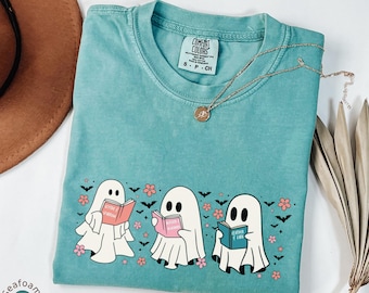 Ghosts Reading Books Shirt, Librarian Ghost Halloween, Halloween Teacher Shirt, Halloween Shirt, Teacher Gift, Boo School