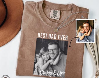 Camiseta Comfort Colors® Vintage Retro Personalizada con Foto para Papá, Camiseta El Mejor Papá del Mundo, Camiseta del Día del Padre, Regalo del Día del Padre de Hija, Hijos, Abuelo