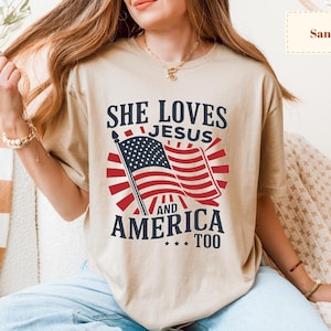 Unabhängigkeitstag Shirt, christliches Shirt, 4. Juli Shirt, sie liebt Jesus und Amerika auch Shirt, Amerika Retro Shirt, USA Shirt, USA Flagge