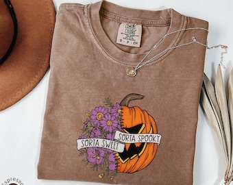 Süßes Sorta Gruseliges Shirt, Blumen Kürbis Shirt, Halloween Kürbis Tee, Horror Shirt, Halloween Party Geschenk, Sarkasmus T-Shirt, Gruselige Saison T Shirt
