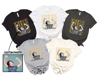 Camiseta personalizada con foto de graduación, camisetas para la familia orgullosa de los graduados, camiseta para papá y mamá de último año, regalos para la noche de graduación, regalos con fotos de la clase de 2026