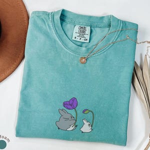 Forest Spirits and Flowers Comfort Colors® Tee, Whimsical Nature-Inspired Shirt, Cozy Cottagecore Anime Aesthetic, Cute Forest Spirit Tee