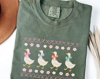Camiseta Comfort Colors® Vintage 80s Goose, Camiseta engraçada Blue Ribbon Goose, Camiseta retrô com estampa de ganso, Camiseta fofa de animal de fazenda, Camiseta presente Cottagecore