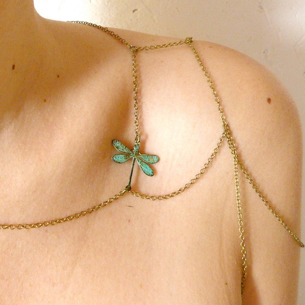 Dragonfly Shoulder jewelry (  going out, body chain, multi chains, womens, spring accessories, botanical, harness, goddess ) 41