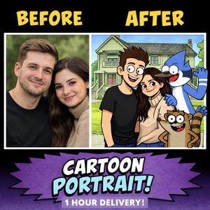 Custom Regular Show Cartoon Portrait – Turn Your Photo into Mordecai & Rigby Style Art