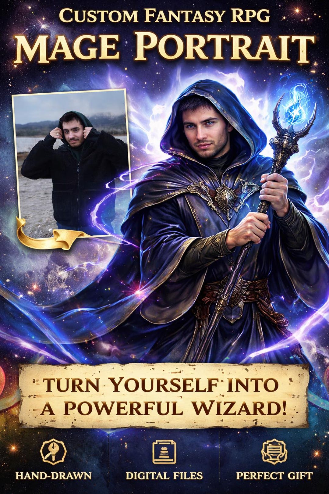 Custom Fantasy Mage Portrait | Personalized RPG Art (digital Download ...