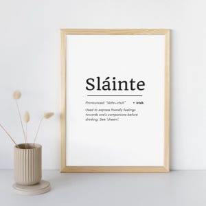 Irish word poster Slainte