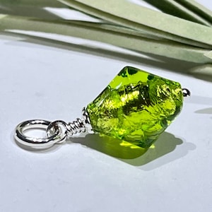 1 Charm - Peridot Green Murano Glass Charm Dangle-Venetian Charm Pendant-Venetian Murano Glass Charm Pendant-Add a Charm-Necklace Charm