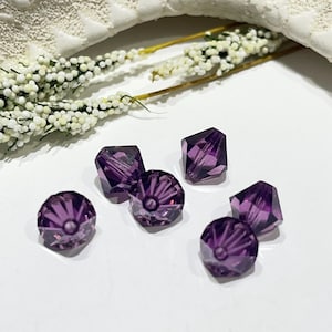 Amethyst Purple Swarovski Crystal Bicone Beads - 8mm (6 Piece Set) - February Birthstone