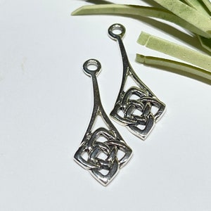 2 Sterling Silver Celtic Knot Charm Pendants (28x12mm)