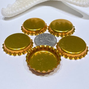 Golden Orange Bottle Caps: 1-inch Crafting Supplies, Set of 5