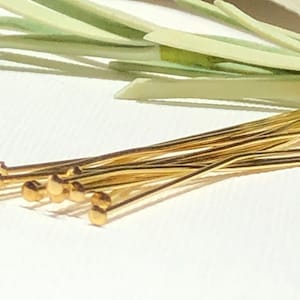 25 Vergoldete Messing Flachkopfstifte: 5,5 cm, 21 Gauge