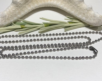 Stainless Steel Ball Chain Necklace with Connector (8 Piece, 24 Inch)