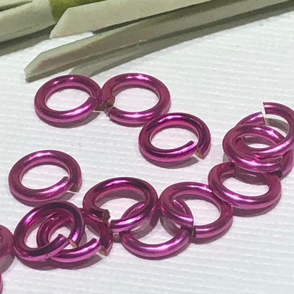 24 Piece - 6mm Fuchsia Jump Rings-Round 19 Gauge Jump Rings-Deep Pink Jump Rings-Enameled Copper Rings-Byzantine Jump Rings-Findings-Suppy