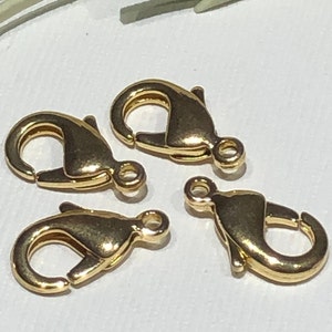 Gold Plated Brass Lobster Claw Clasps (4 Piece - 12x6mm)