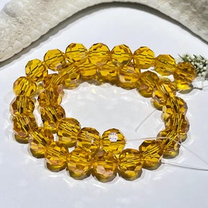Amber Orange Faceted Crystal Glass Bead Strand - 8mm Round