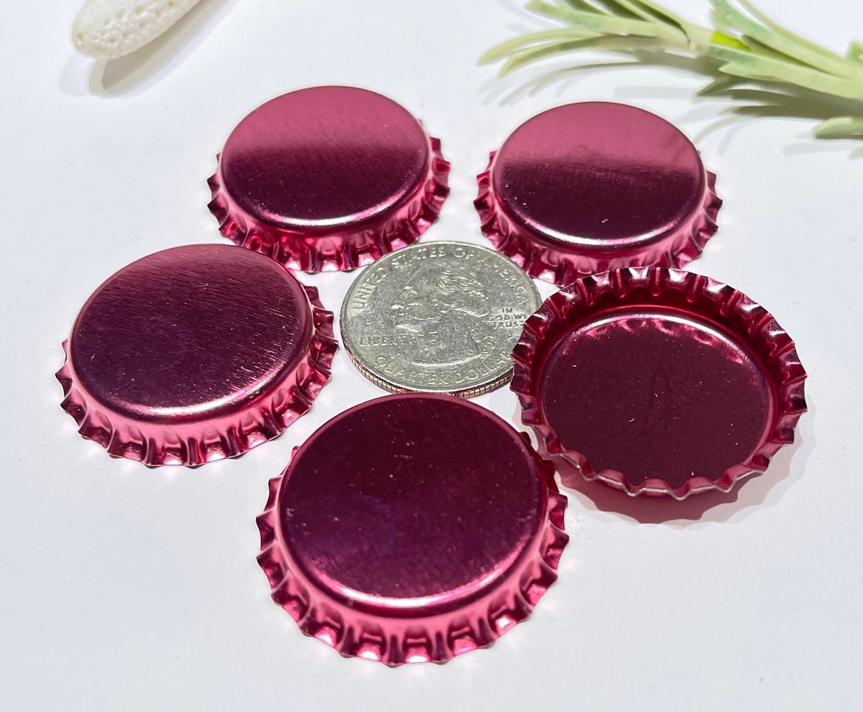 5 Piece Pink Bottle CapsRose Bottle CapsStandard One Inch Etsy