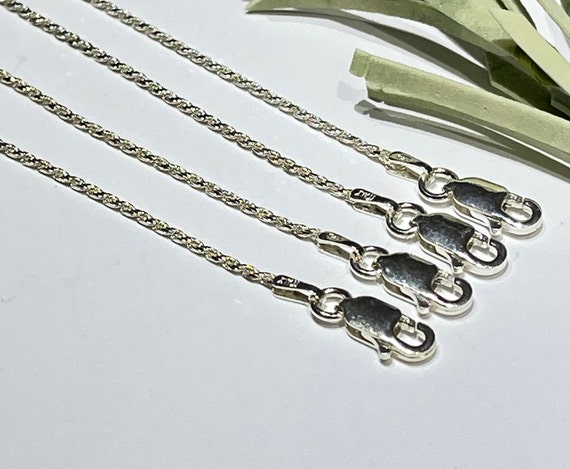 スターリングシルバー ダイヤモンドカット ロープチェーンネックレス 1mm 2mm 3mm 4mm 編組ツイストロープチェーンネックレス 925スターリングシルバー並行輸入 GLIJWELE 935スターリングシルバー クラスプロープチェーン メンズ 3mm