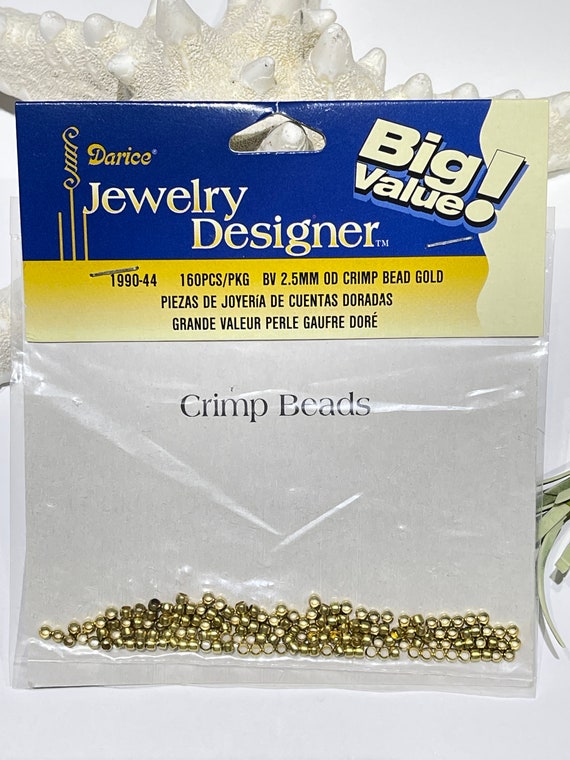 160 Piece Crimp Beads-2.5mm OD Gold Crimp Beads-round Smooth Gold Crimp  Beads-darice Jewelry Designer Big Value Pack-jewelry Making Supply 