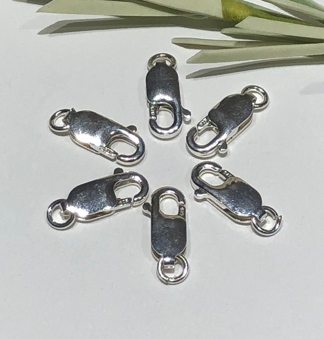 6 Piece 16x6mm Lobster Clasp With Attached Ring.925 Sterling Silver