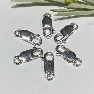 6 Piece Sterling Silver Lobster Clasp with Ring: Italian Findings (16x6mm)