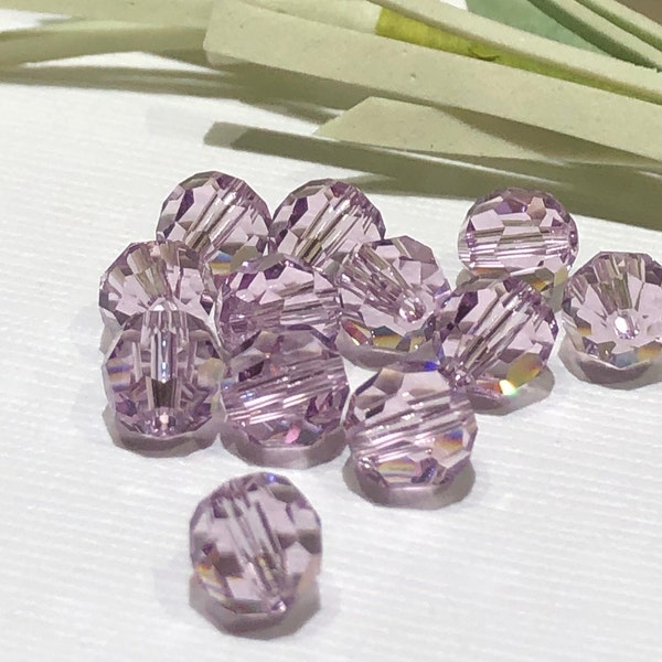 6 Piece - 6mm Light Amethyst-Round Series 5000-Genuine Swarovski Crystals-Crystallized-Light Purple Crystals-June Birthstone-Birth Month