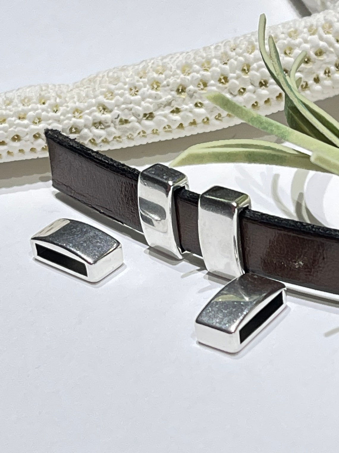 4 Piece Smooth Silver Slider Bars for Flat Leather Cord Up Etsy