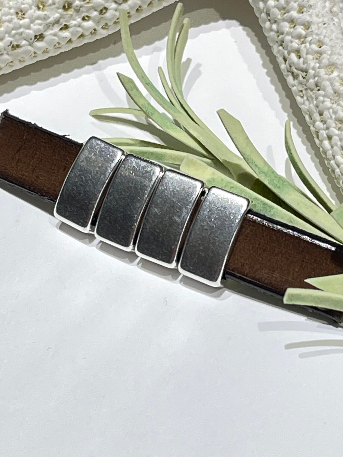 4 Piece Smooth Silver Slider Bars for Flat Leather Cord Up Etsy