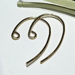 1 Pair - 14K Gold Filled Curved Ear Wires With Inside Loop-Modern Gold Curved Ear Wires-Earring Wires-Gold Findings-14KGF Ear Wires