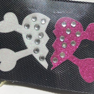 Glitter Strass gebrochenes Herz Aufnäher - Pink & Silber Applikation