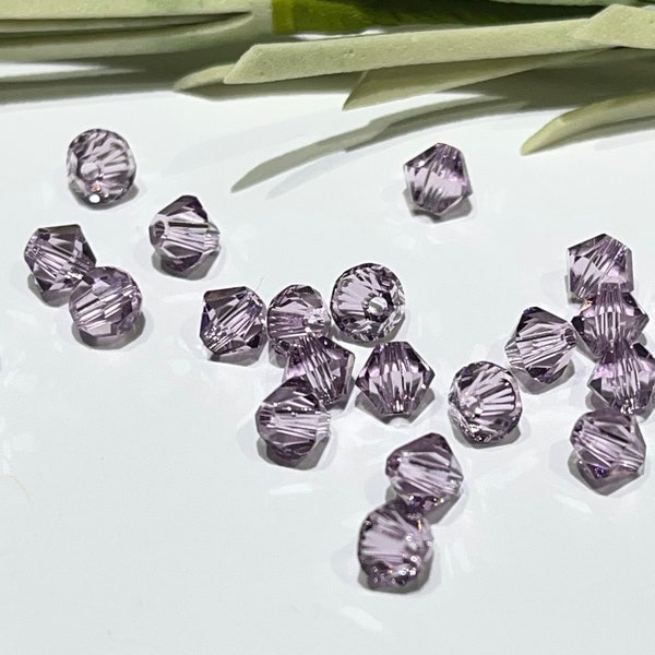 12 Piece - 4mm Light Amethyst Bicone Crystal Beads-Genuine Swarovski-Xilion 5328-Bicone-Light Purple-June Birthstone Birthday Crystals Beads