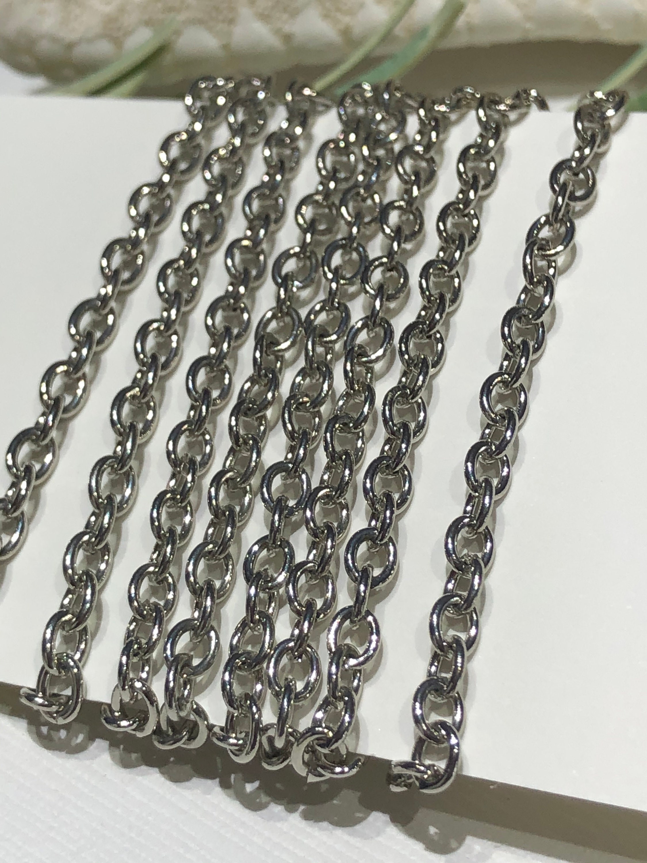 30 Feet X Stainless Steel Chain Bulk by the Foot, Bulk Chain by the Inch  for Necklace Making, Cable Link Rolo Chain Bulk by the Yard Meter 