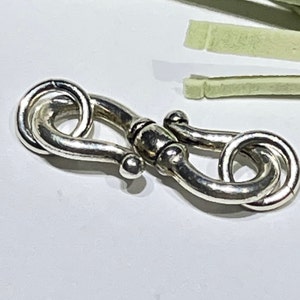 Antique Silver Pewter S-Clasp with Sterling Silver Jump Rings (22x9mm)