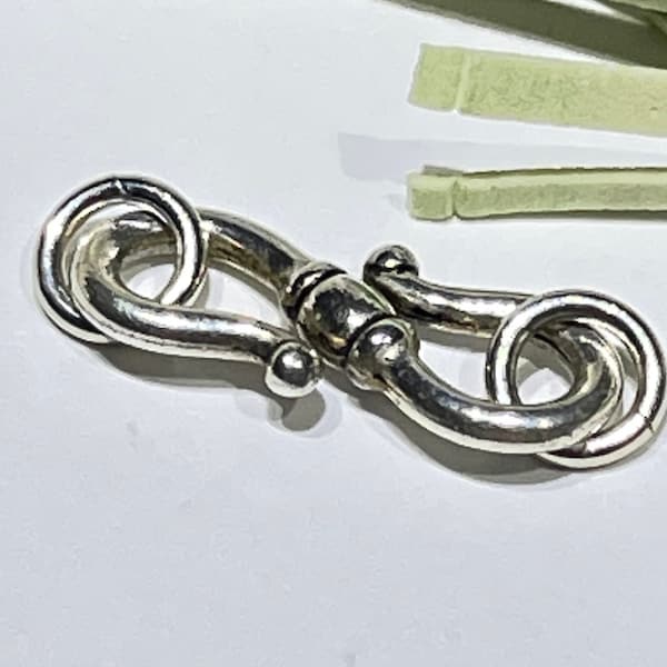 1 sluiting - S-gesp-tinnen antiek zilver S-sluiting met sterling zilveren jump rings-22x8mm S-gesp-ketting armband sluiting-zilveren haak oogsluiting