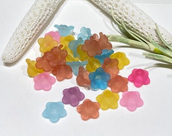 30 Piece - 12x7mm Lucite Flower Bead Caps-Mixed Colors-12mm Flower Beads-Mixed Lot of Lucite Flower Bead Caps-Jewelry Making Supplies