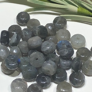 30 Stück - Labradorit Rondelle Perlen-8x5mm facettierten Edelstein Rondelle Perlen-Spacer Perlen-blau grau Edelstein Perlen-Schmuck machen liefert