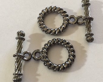 Set van 2-25mm Toggle gesp - ronde Gunmetal gevlochten gesp met Bar Toggle - armband Toggle gesp - sieraden maken - juwelen Supplies