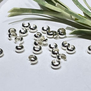 25 Piece - Crimp Covers-Sterling Silver Crimp Covers-Knot Covers-Use To Cover Crimp Beads-Findings-Jewelry Making Supplies