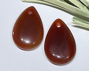 2 Rot Achat Briolette Perlen: Karneol Tropfen Edelstein (23 x 15 mm)