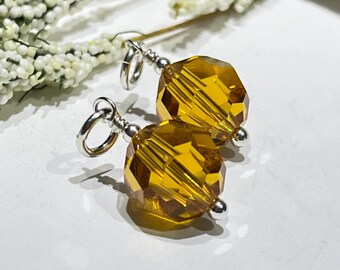 Ciondoli per orecchini con perline di topazio: cristallo Swarovski, argento sterling, novembre, gioielli fai da te