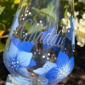 Bloom Collection -Hand Painted Floral Wine Glasses – Painted Champagne Flutes, Flower Glassware, Birthday Gift, Wedding/Engagement